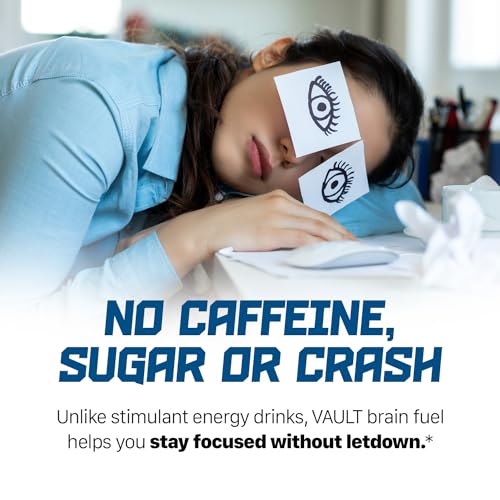 VAULT Caffeine Free Brain Energy Drink – Nootropic for Mental Focus Sharpness Memory and Reaction Time – No Crash or Jitters – Sugar Free – 12 Fl Oz (Pack of 12) – Sour Watermelon + Tart Cherry Flavor