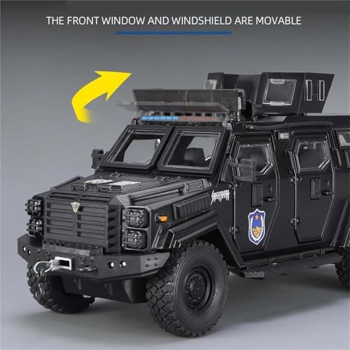 Image of Invite Enterprise 1:24 Scale Ford F550 Modified Police Exclusive Alloy Metal Pull Back DieCast Car Model with Sound & Light Mini Auto Toy for Kids Metal Model Toy Car (Black Color)