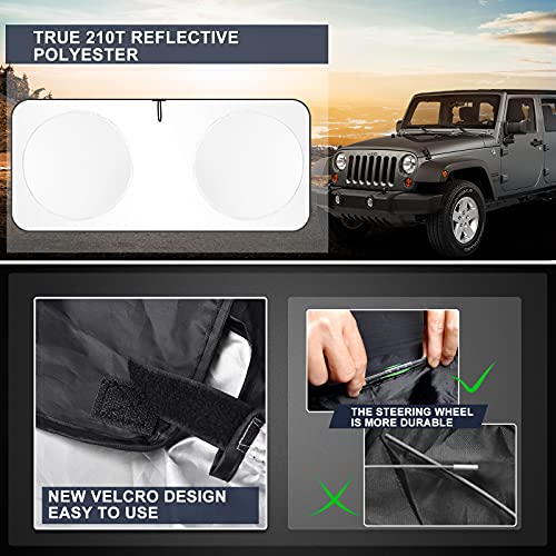 Insauto Windshield Sun Shades Compatible With Jeep Wrangler Jl Jk Gladiator Car Sunshade Cover For Windshield 210T Reflective Sun Visor Protection Car Accessories Xs (59" X21.6") #TOP4