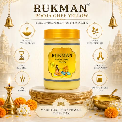 Image of Puja Ghee Yellow for Diya & Daily Puja | Long Lasting Divine Fragrance Deepam Oil | Premium Non-Edible | Lamp Oil for Mandir, Temples, Aarti & Festival (1000 ml)