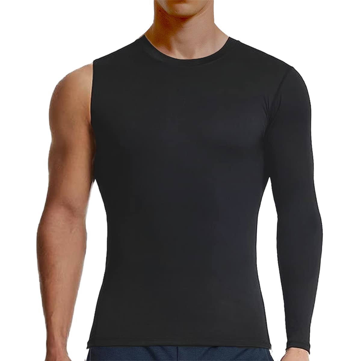 Men's Athletic Single Sleeve One Arm 1/2 Compression Shirt Sports for Men Tight Base Layer Workout Underwear Active