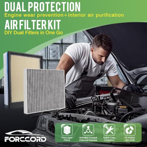 Image of Cabin & Engine Air Filter Fits for 2020-2023 Ford F250 F350 F450 F550 6.7L Activated Carbon Cabin Filter Replace#CF12150 FA2031