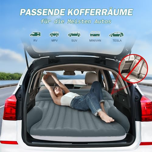 Ciremiv Car Auto Matratze mit dem Umfassendsten Auto Camping Schlafzubehör,Auslaufsichere, Bequeme, Langlebige Auto Luftmatratze,Luftbetten with Luftpumpe, für SUV Minivan MPV Road Trip Dachzelt