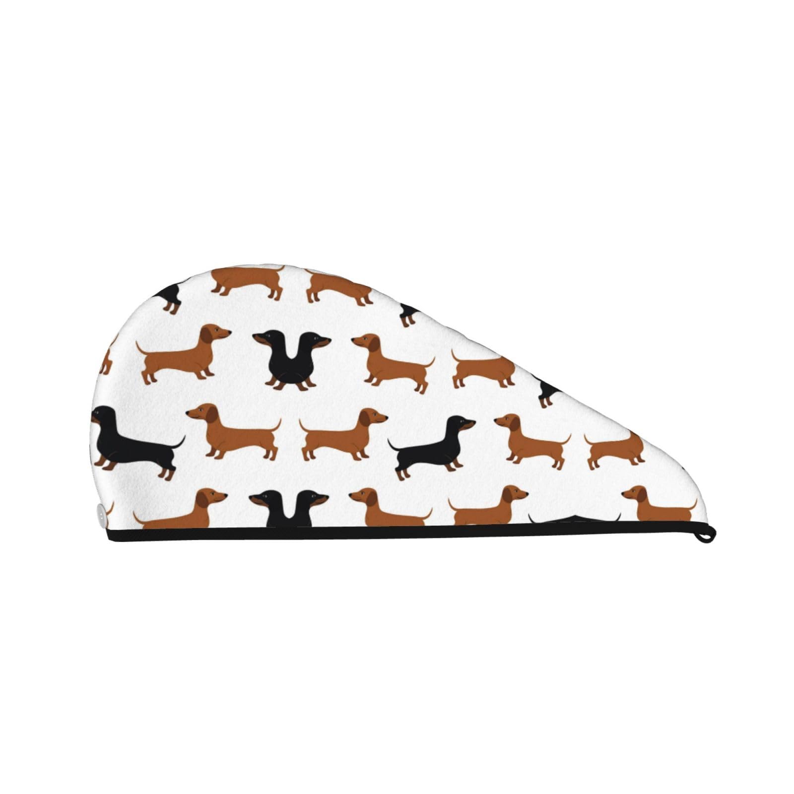 rethyrel Coral Velvet Dry Hair Cap Quick Dry Hair Towel Wrap With Button Microfiber Turban Dachshund Weiner Pet Dogs Printed