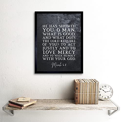 Artery8 Micah 6:8 Love Mercy Walk Humbly With Your God Christian Bible Verse Quote Scripture Typography Art Print Framed Poster Wall Decor 12x16 inch - Thumbnail 2