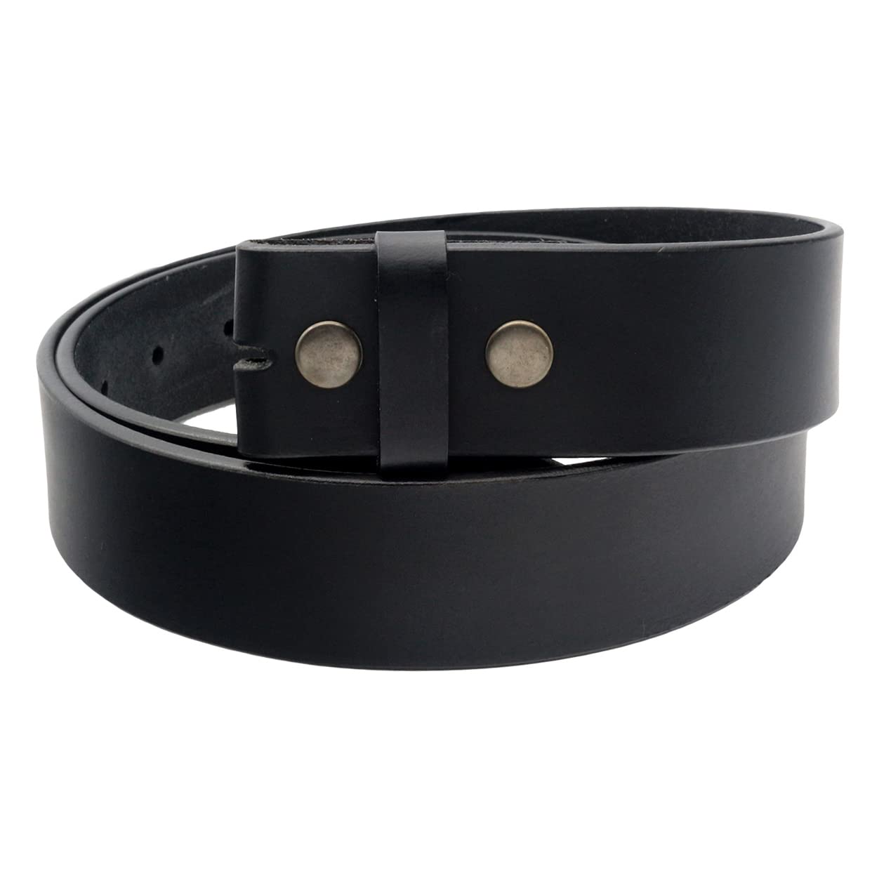 Qha Men's Black Leather Belts Full Grain Snap On Replacet Belt Strap Without Buckle-38-42"