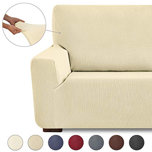 Eiffel Textile Milán Funda de Sofá, 94% poliéster 6% Elastano, Beige, 4 Plazas