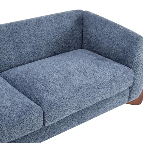 Image of LEGACY OF COMFORT Amala 80 inch Upholstered 3 Seater Sofa Three Seater Sofa with Wooden Legs for Living Room Hotels & Offices (Blue)