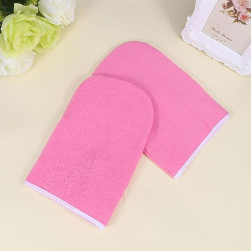 minkissy 3 Paar isolierte Handschuhe Handbehandlung Handschuhe Hand Spa Abdeckung Bad Behandlung Handschuh Paraffin Wachs Kosmetik Baumwolle Rosa