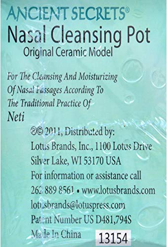 Ancient Secrets Ceramic Nasal Cleansing Pot, 1 Neti Pot #TOP2