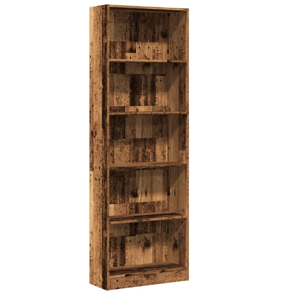 vidaXL Bibliothèque Vieux Bois 60x24x176 cm Bois d'ingénierie, étagère à Livres, Porte-​Livres, Support à Livres, Armoire de Rangement
