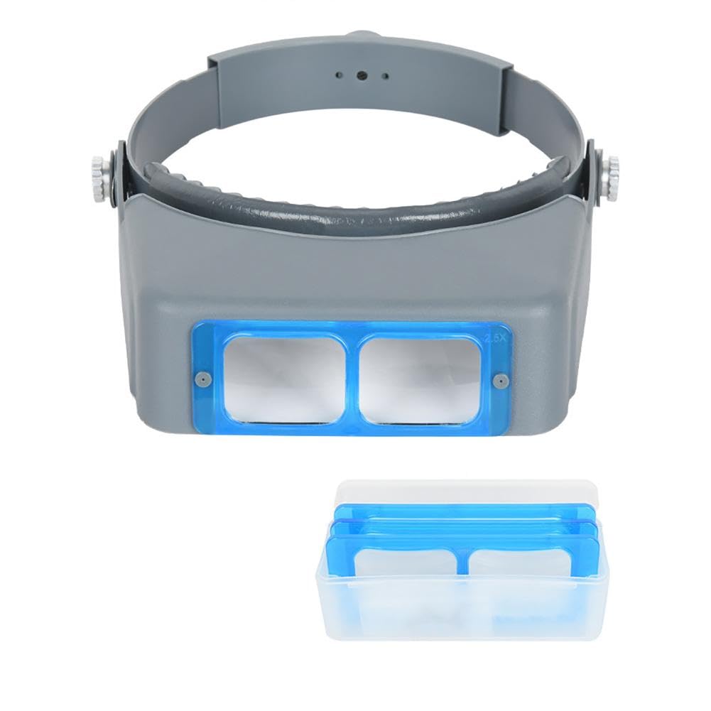 TECKEEN 1.5X/2X/2.5X/3.5X - Lupa óptica para cabeza con 4 lentes, para reparación de relojes, visera de cabeza de soldadura