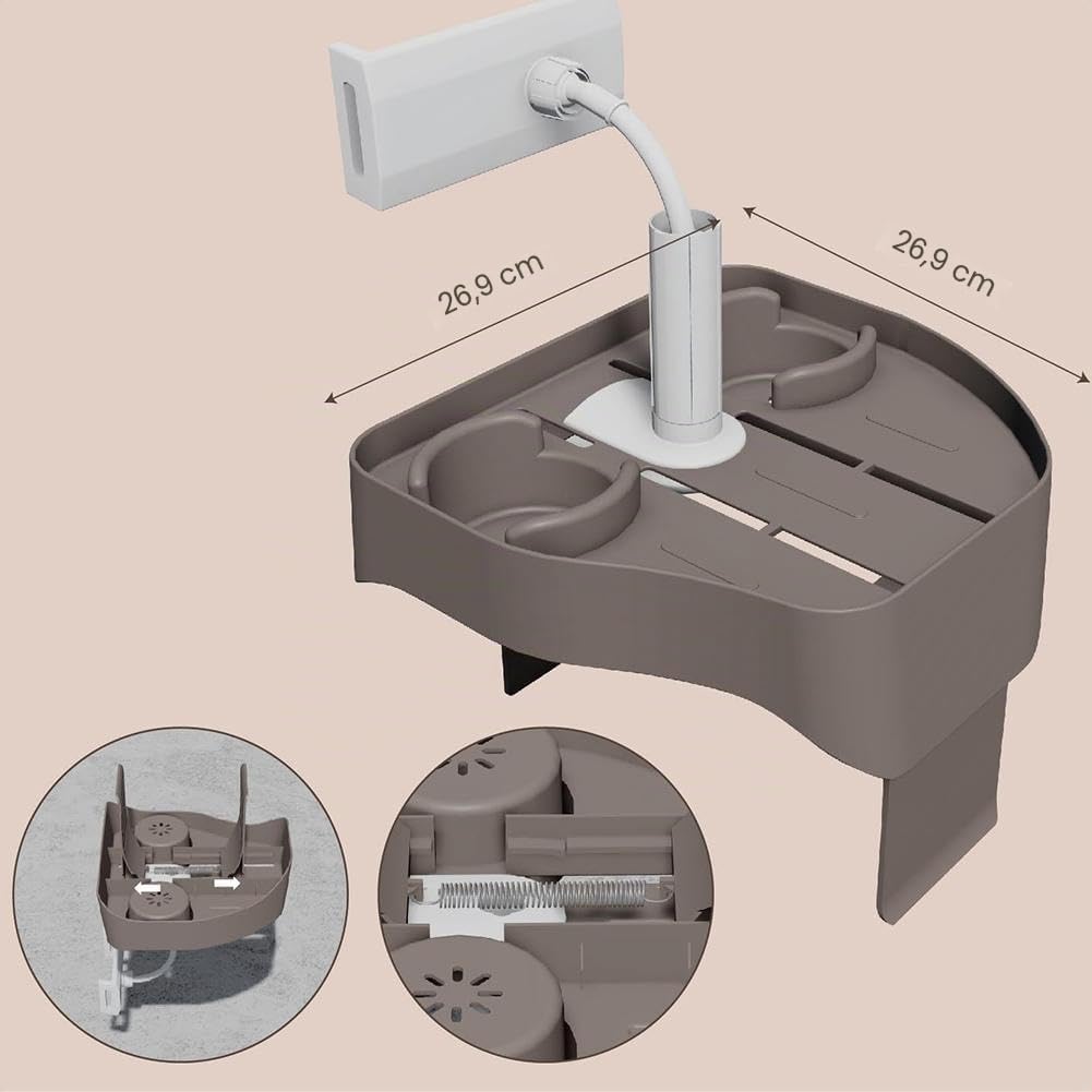 Étagère de table pour jacuzzi, table d'appoint réglable pour jacuzzi avec support de téléphone, plateau antidérapant avec 2 porte-gobelets, convient pour spa gonflable, piscine, baignoire, accessoires