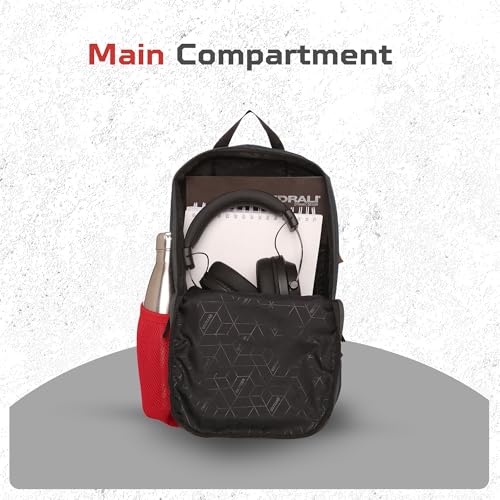 Image of Citizen Ultimate Gym Bag 17L - Quick Access Pocket, Separate Shoe Compartment, Bottle Holder, Reflective Strips for Safety, Adjustable Shoulder Strap, Lightweight-Men & Women-Grey Red