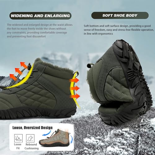 ZJQ 2025 New Winter Footwear Barefoot Shoes Women Men, Wide Toe Hiking Shoes, Non-Slip Waterproof Flexible Outdoor Sneakers2