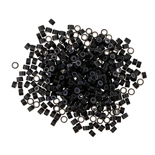 2xSilicone Micro Rings Links Crimp Beads Hair Extensions Tools Black-picture-23