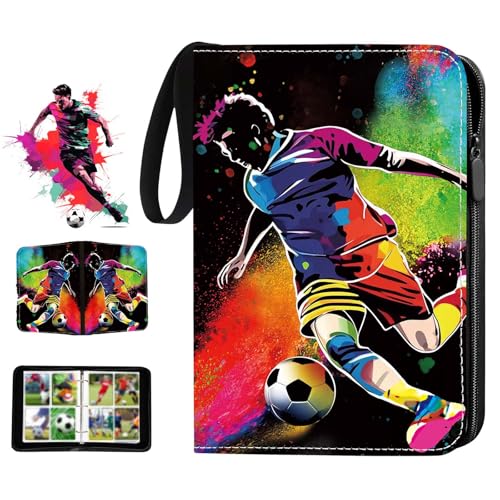 Álbum Cartas Futbol, Álbum de Recortes de Fútbol, 50 Páginas con Capacidad para 400 Cartas, Carpeta Fútbol Tarjetas, Album de Cartas Coleccionables Impermeable para Niños y Amantes del Fútbol (B)