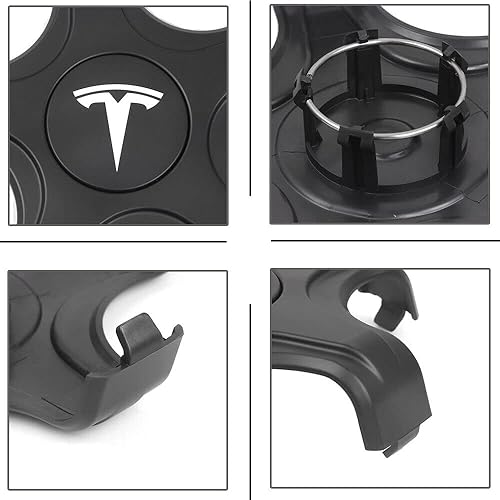 Miniatura 6 de ATAIRSOFT Juego de 4 tapacubos para llantas de Tesla modelo 3 Aero para llantas originales de 18 pulgadas, accesorios modelo 3 (negro mate con