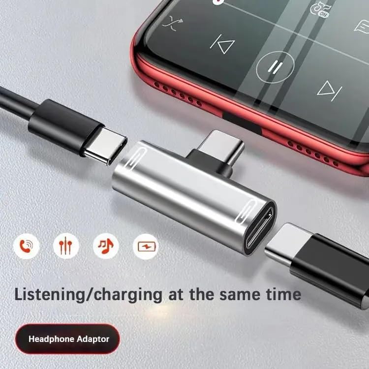 Image of Type-C to 3.5mm Headphone Aux Jack & USB-C Charging 2-in-1 Splitter ? Compatible with iPhone 16 /15 Pro /Pro Max /Plus, iPad 10 /Air 5 /4, OnePlus 12 /11 /10 /9 /8 /7, Nord 2 /CE 4 /3 /2, Redmi Note 14 /13