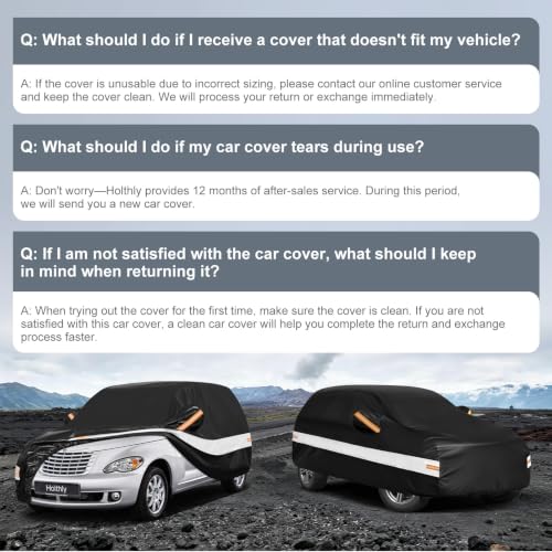 Image of 10 Layers SUV Car Cover Custom Fit for Chrysler PT Cruiser (2000-2010), Waterproof All Weather for Automobiles, Outdoor Full Cover Sun Dust Rain Protection with Cotton. Black