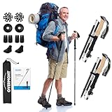 Overmont 7075 Aluminum Trekking Poles - Lightweight Collapsible Hiking Poles Adjustable Walking Sticks with EVA Handle All Terrain Accessories Carry Bag - Set of 2