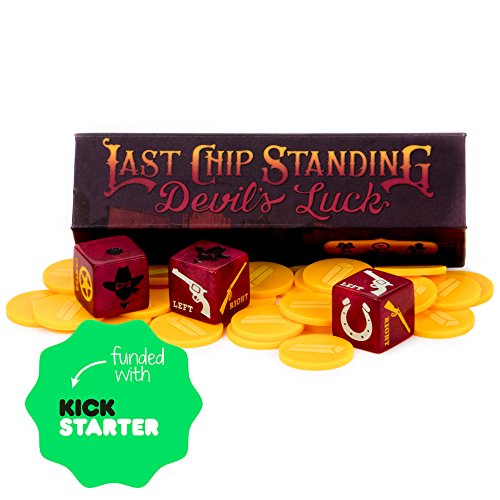 Last Chip Standing: Devil's Luck | Fast, Light & Fun Pocket Classic Family Dice Game | Includes 19mm Custom Dice, 24 Yellow Mini Chips, and Magnetic...