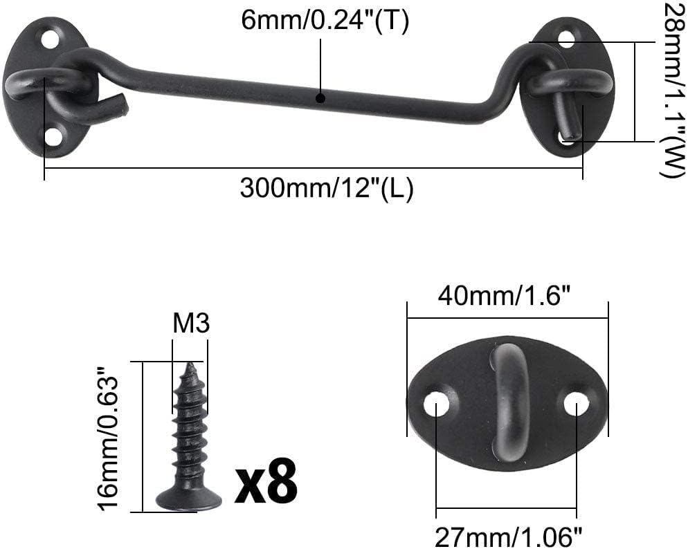 Miniatura 2 de Cerraduras de puerta internas, limitador de puerta, gancho y pestillo de puerta, cerradura de gancho de puerta, gancho de cabina de 16 pulgadas,