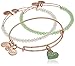 Alex and Ani Sweet Rose Gold and Green Bangle Bracelet