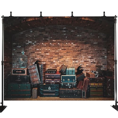 YWENBO Platform 9 King Train Station Backdrop Magic Wizard School Photography Background Brown and Black Brick Wall Decoration Kids Birthday Party Supplies Photo Studio Props 7X5FT