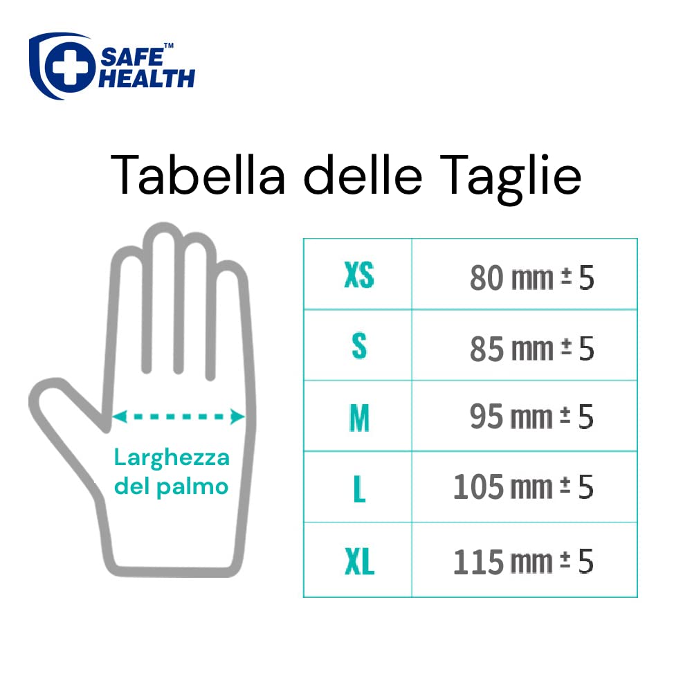 Safe Health Guanti In Nitrile Monouso Azzurri – Taglia XL – 90 Pezzi – Senza Lattice E Senza Polvere – Ipoallergenici – Spessore 3,5 Mil