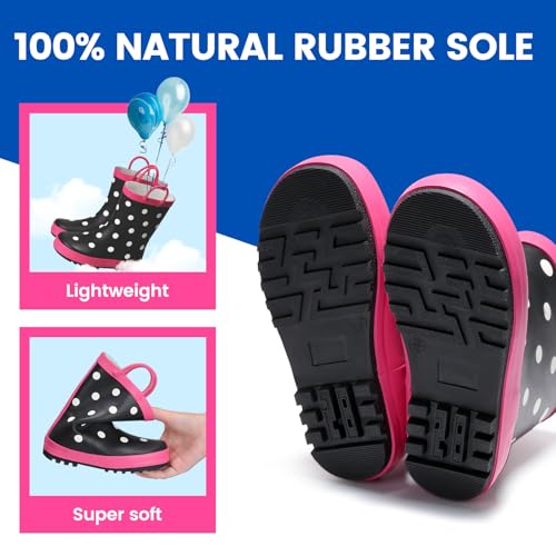 Furuian Color Changing Toddlers Kids Rain Boots for Girls Boys Waterproof Rubber Rain Boots for Toddler Girl Outdoor Rainboots with Easy-on Handles Cute Prints(Toddler/Little Kid/Big Kid)3