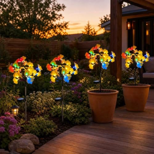 2 PCS Ginkgo Leaves Solar Garden Lights Outdoor Landscape Lighting 29.5'' - image 1