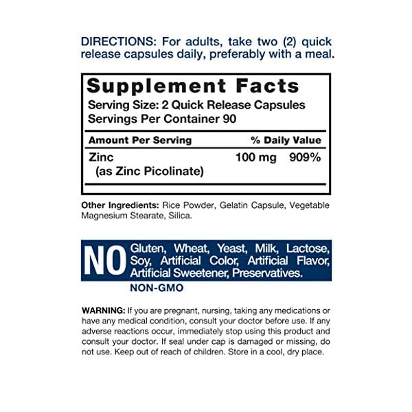 Zinc-Picolinate-100mg-180-Capsules-High-Potency-Non-GMO-Gluten-Free-Zinc-Supplement-by-Horbaach Zinc Picolinate 100mg | 180 Capsules | High Potency | Non-GMO, Gluten Free | Zinc Supplement | by Horbaach