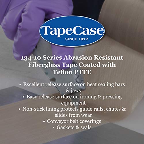 Image of TapeCase 134-10 PTFE Tan Abrasion Resistant Fiberglass Tape, Silicone Adhesive, Industrial Grade - 14 inch Width, 36YD Length (1 Roll)