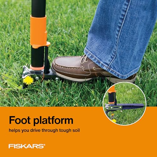 Fiskars 3-Claw Stand Up Weed Puller Tool, Gardening Weeder, Hand Weeding Tool with 39" Long Ergonomic Handle with Easy-Eject Mechanism