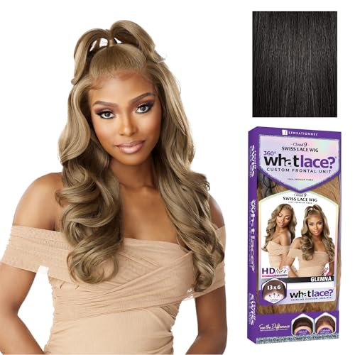 sensationnel what lace 13x6 wigs - glenna lacefrontal hand tied glueless synthetic with natural density preplucked hairline 1b offblack