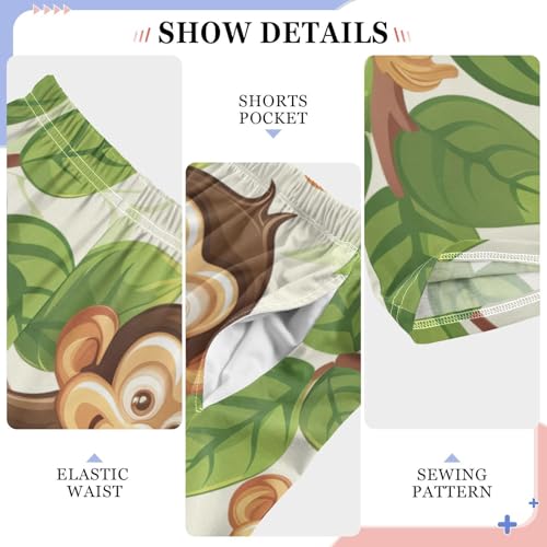 ZZXXB Lovely Monkey Flowers Boys Long Pants Soft Trousers Elastic Waist Kids Lounge Bottoms with Pockets S-XL4