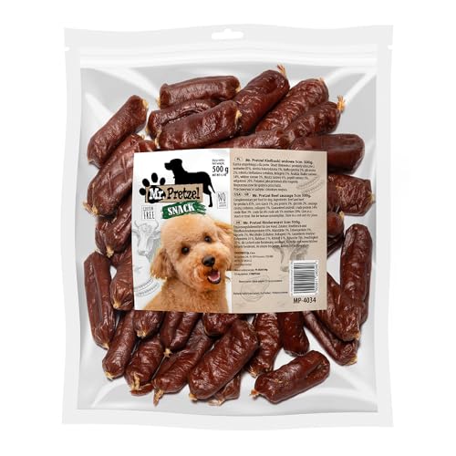 Mr. Pretzel Rinder Würstchen – Gesunder Premium-Hundesnack, natürlich & getreidefrei – Weiche Belohnung für Hunde – 500 g