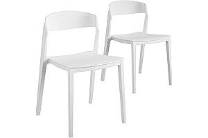COSCO Outdoor/Indoor Stackable Resin Chair with Ribbon Back, 2-Pack: White Bliss