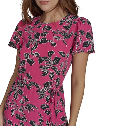 Image of Tommy Hilfiger Women's Short Sleeve Pleated Hem Rope Belt Midi Dress