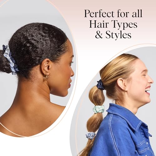 Image of Kitsch Ruched Satin Scrunchies for Women - No Crease, Frizz-Free Sleep | Softer Than Silk Scrunchies Gentle On Hair Scrunchies for All Hair Types | Stylish Hair Accessories - Garden Bouquet, 5pcs