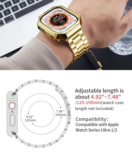 Image of BINLUN Compatible with Apple Watch Band 49mm 46mm 45mm 44mm 42mm 41mm 40mm 38mm Stainless Steel Metal Watch Strap with TPU Watch Case Compatible with iWatch Series(Watch Not Included)