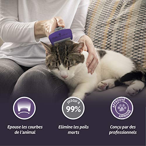 FURMINATOR Outil de Toilettage Pour Chat de Grande Taille à Poils Longues - Elimine 90% des Poils – Nettoyage en 1 clic - Conçu et Recommandé par des Professionnels - Sans Bisphénol A,Noir - Image 6