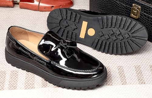 Mens Tassel Loafers Dress Casual Slip On Shoes Patent Leather Prom Suit Shoes Wedding Business Mocasines Fashion Penny Loafers Tuxedo Shoes for Men4