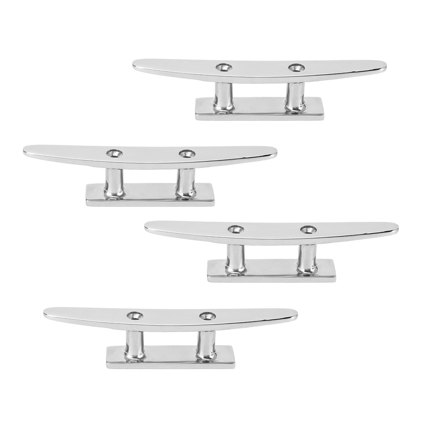 4PCS 5in Boat Cleat 316 Stainless Steel Open Base Dock Cleats High Polished Yacht Dock Mooring Cleat for Speedboat