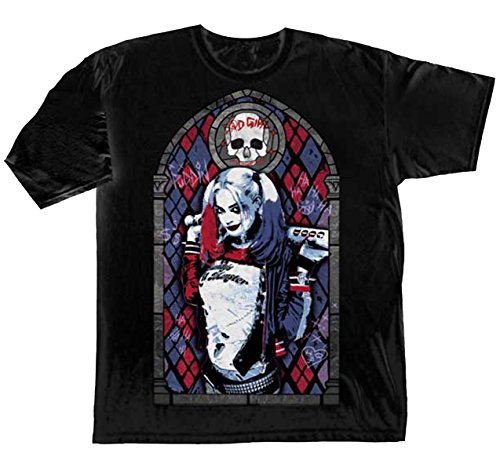 Suicide Squad Harley Quinn Stained Glass Men's Black Shirt