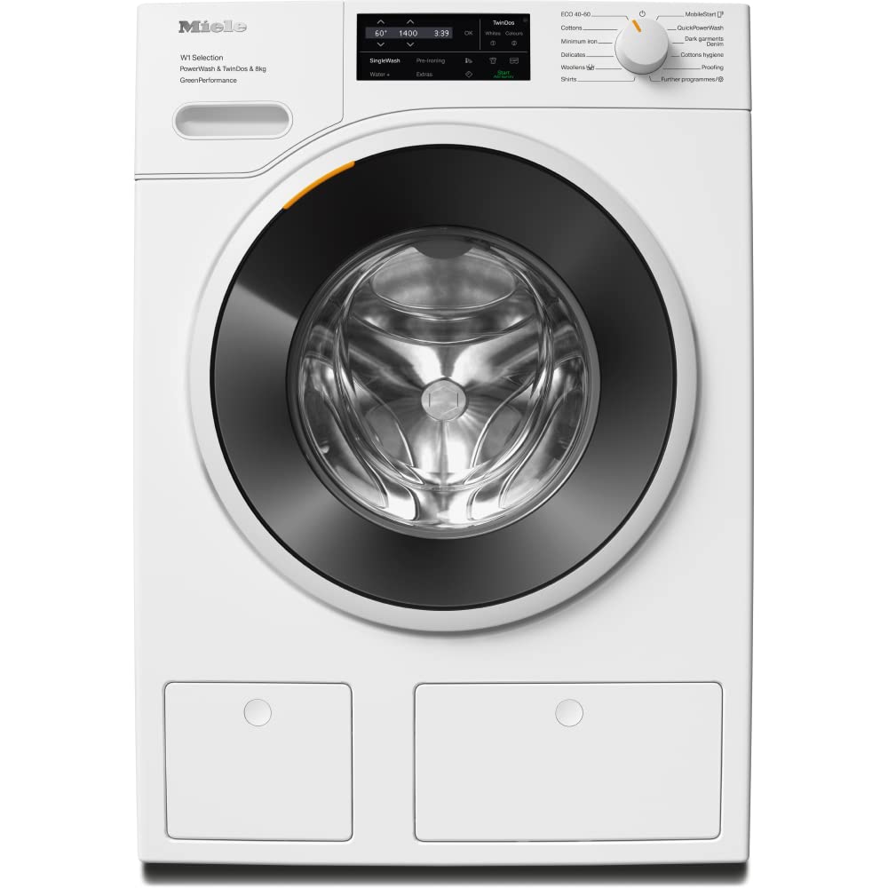 Miele WSH863 WCS 8 kg Washing Machine - Freestanding, Quiet Front-Loading Washer with 1400rpm Spin, TwinDos, PowerWash and SingleWash, A Rated Energy Efficiency, in Lotus White [Energy Class A]