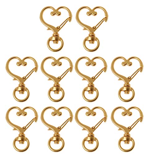 JSFGFSDH - Llaveros de metal con cierre de mosquetón giratorio, con forma de corazón, 10 unidades