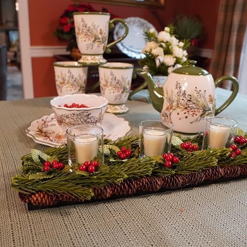 Set de 4 Tazas Grandes de Cerámica 18oz con Diseño de Pino y Bayas miniatura 4