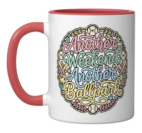 Funny Baseball Mom Another Weekend Ballpark Ceramic Mug, Red/White
